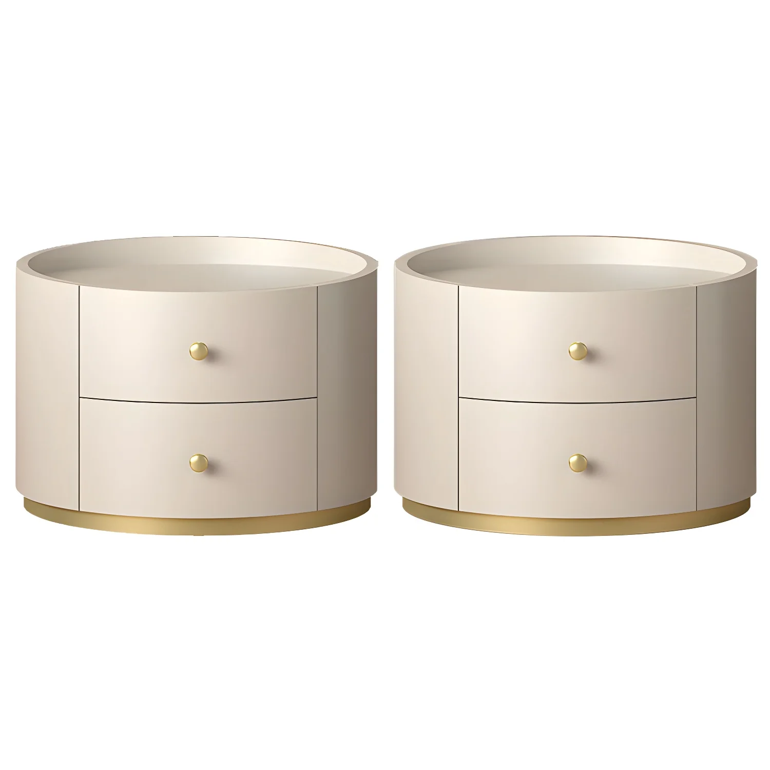 Glam Manufactured Wood Round 2-Drawer Nightstand