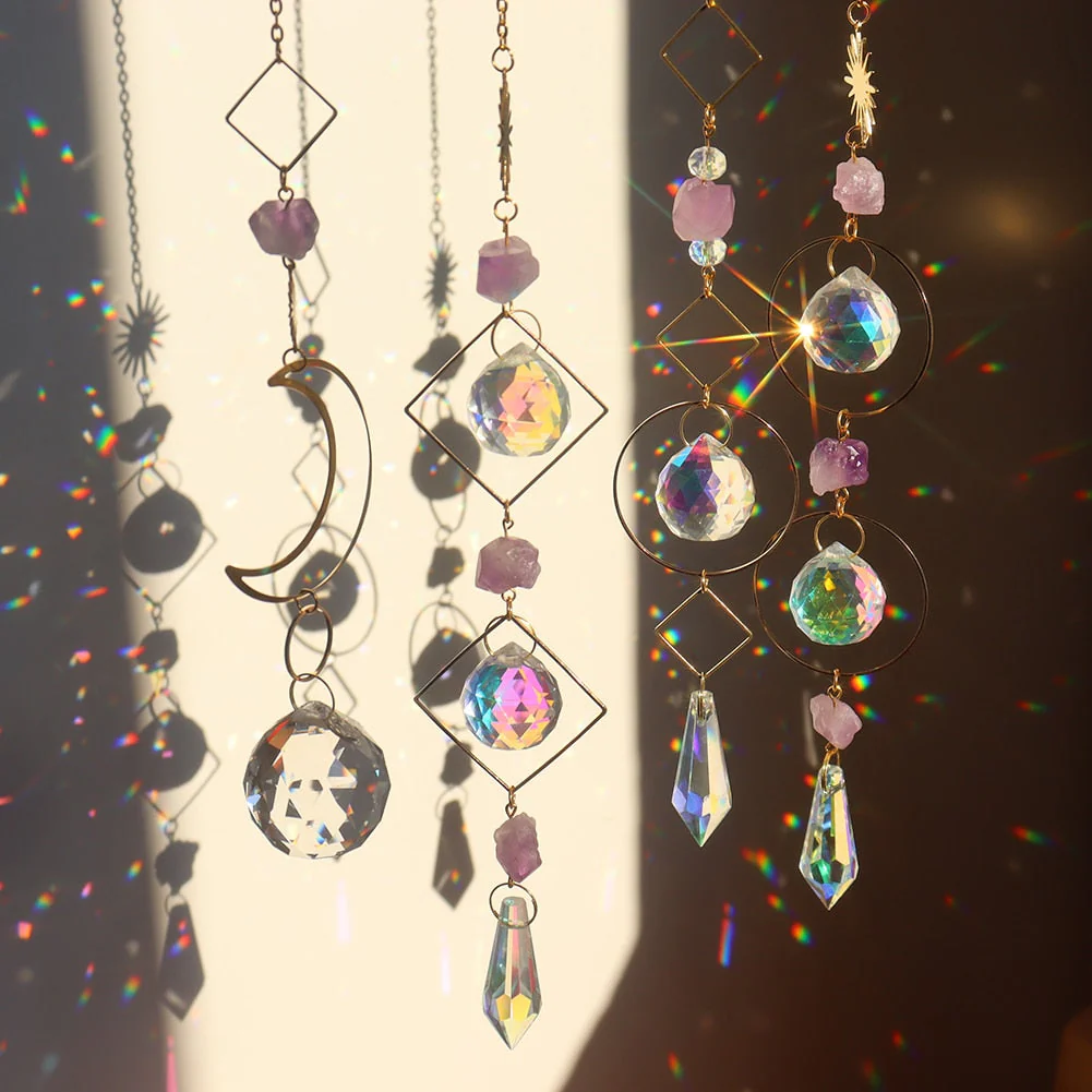 HULIANFU Prism Suncatcher,Hanging Window Crystals,Rainbow Light Catcher,Crystal Sun 50mm Catcher,Summer Gift,Octagon Beads - Deanwangkt