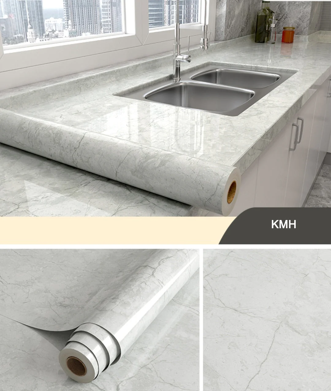 HULIANFU 2026  Kitchen Oil-proof Transparent Film Thick Self Adhesive Waterproof Countertop Furniture Marble Wallpaper Bathroom Decor Stickers - Deanwangkt