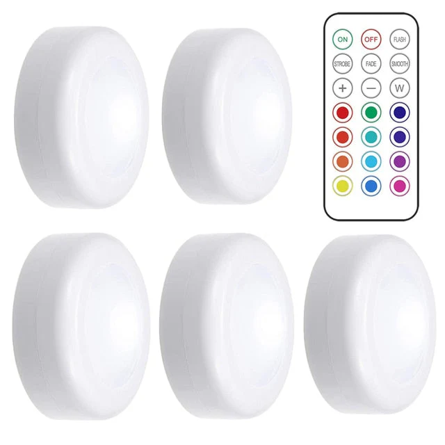 HULIANFU LED Puck Light Remote Control Dimmable Wireless Touch Sensor Battery Operated Portable Kitchen Hallway Closet Cabinet Night Lamp - Deanwangkt