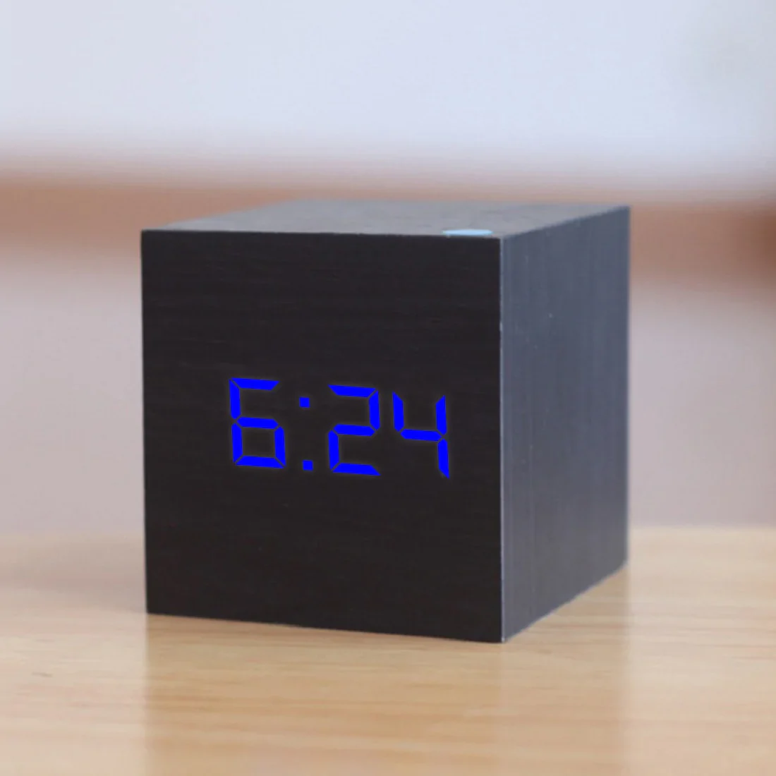 HULIANFU New Qualified Digital Wooden LED Alarm Clock Wood Retro Glow Clock Desktop Table Decor Voice Control Snooze Function Desk Tools - Deanwangkt