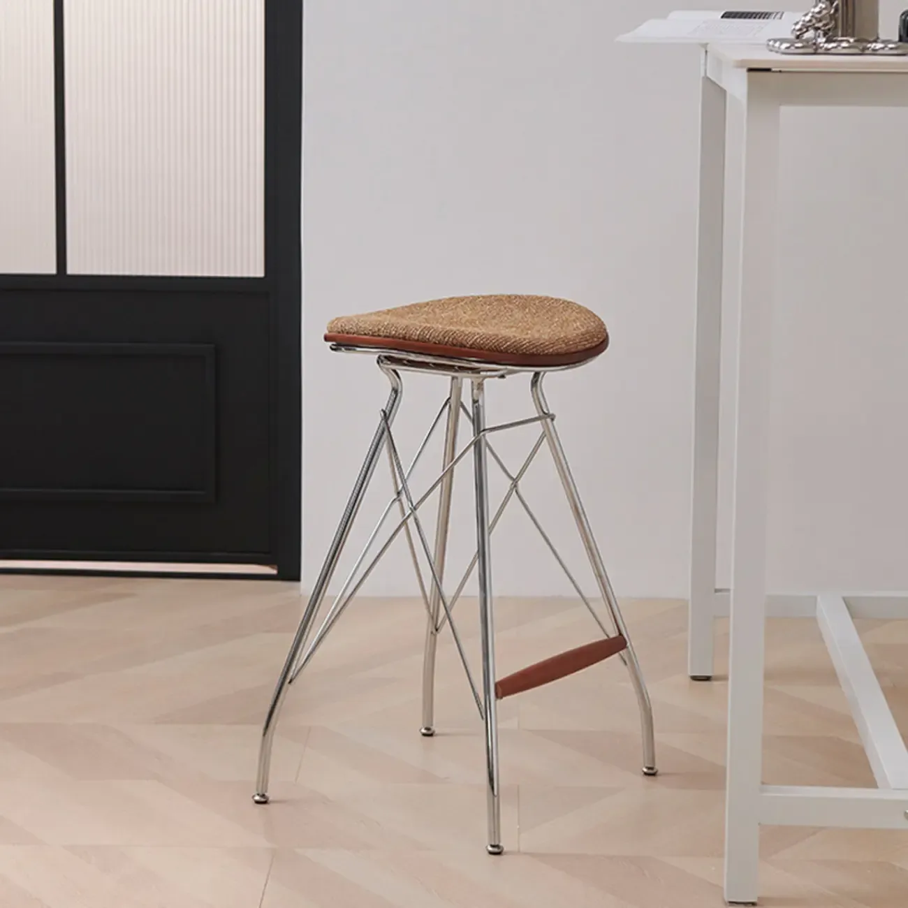 Adjustable Metal Frame Knitting Cushion Backless Bar Stool