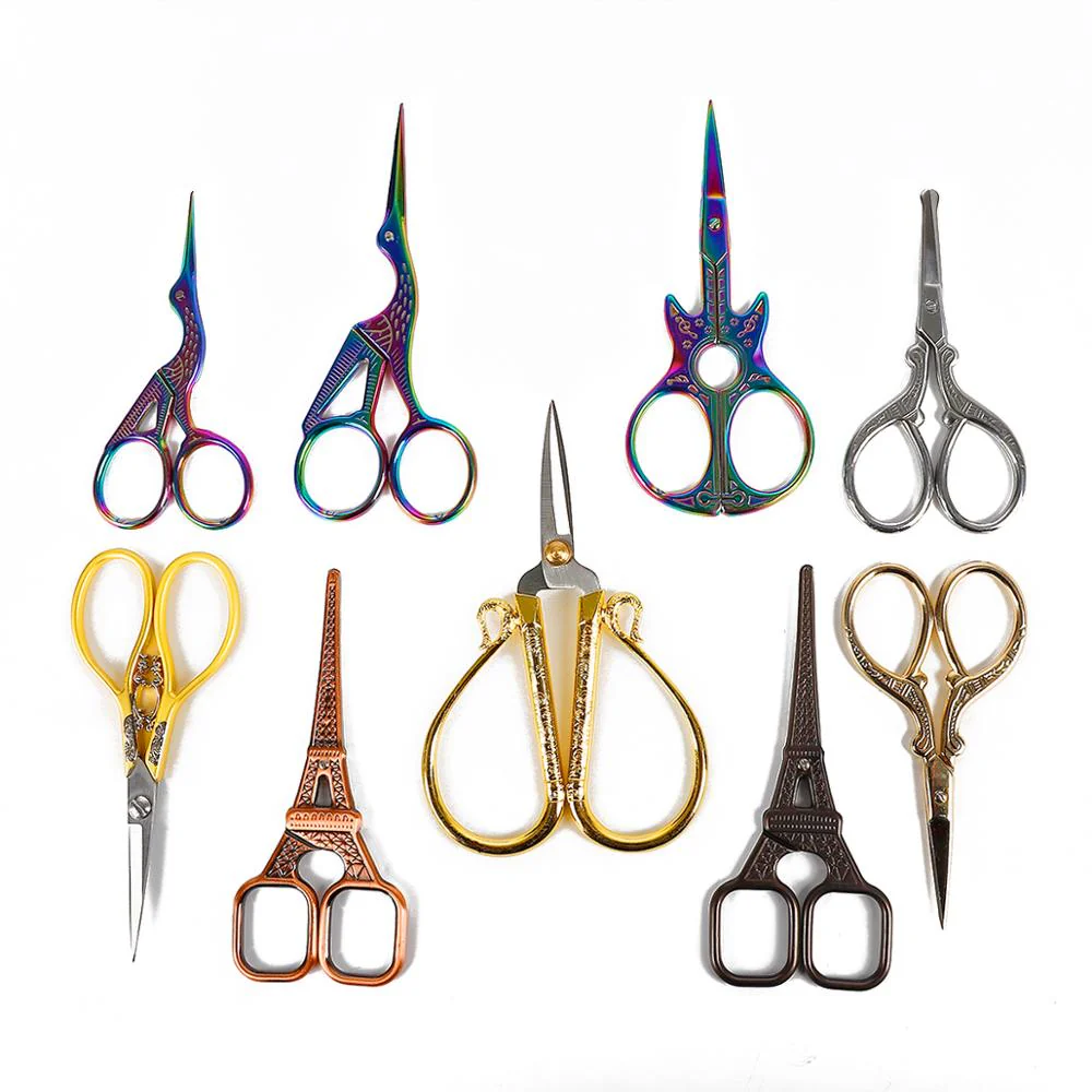 HULIANFU Vintage Stainless Steel Tailor Yarn Trim Cut cross stitch Scissor fabric Needlework Embroidery Thread knitting tool Sewing Tool - Deanwangkt