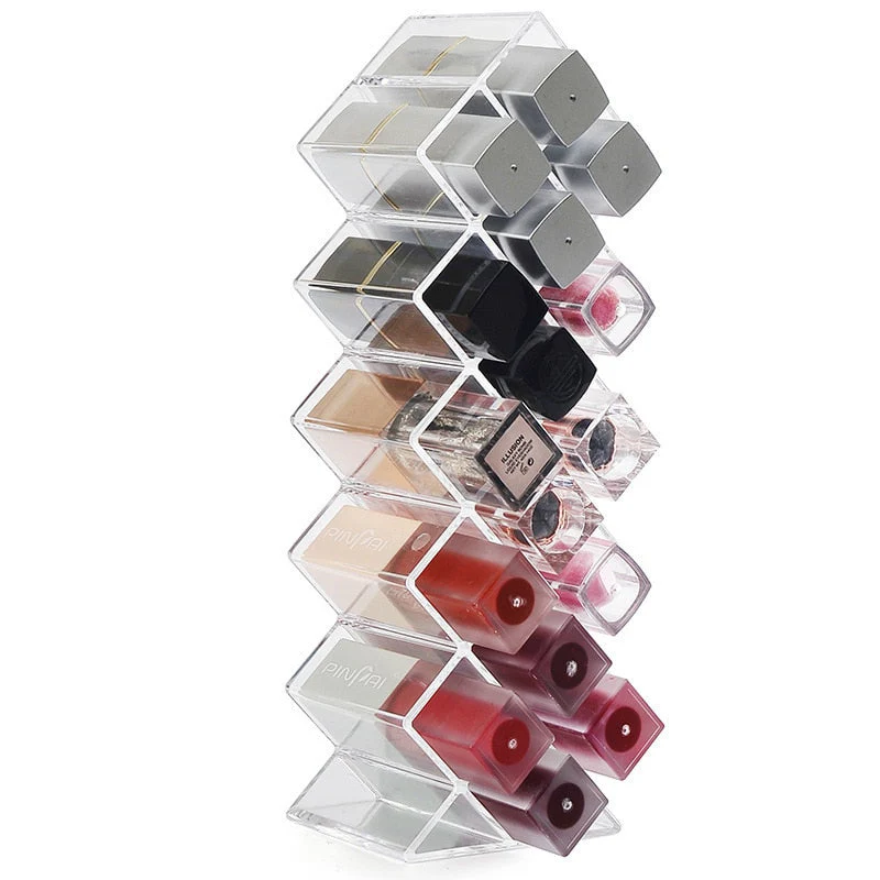 HULIANFU Lipstick Storage Container 16 Lip Balm Container Large Capacity Makeup Storage Bathroom Durable Acrylic Organizer For Cosmetics - Deanwangkt