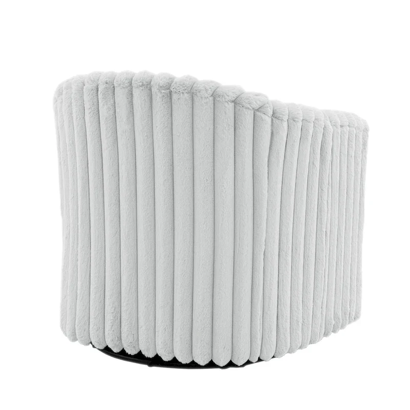 30.7W Faux Fur Upholstered Accent Chair Swivel Barrel Chair