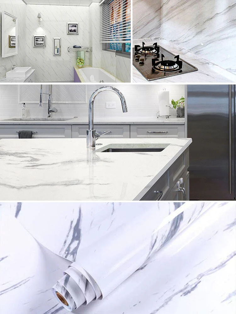 HULIANFU 「Elvesmall」Marble Wallpaper Rolls for Kitchen Furniture Refurbish Room Decor Wall Decorative Vinyl Self Adhesive Wall Stickers Home Decor - Deanwangkt