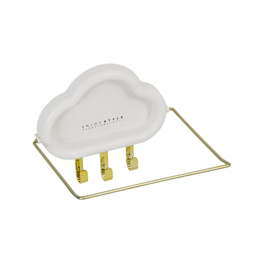 HULIANFU No-punch Basin Stand With Hooks Cute Cloud-shaped Storage Rack Multi-function Foldable Waterproof Bathroom Kitchen Organizer - Deanwangkt