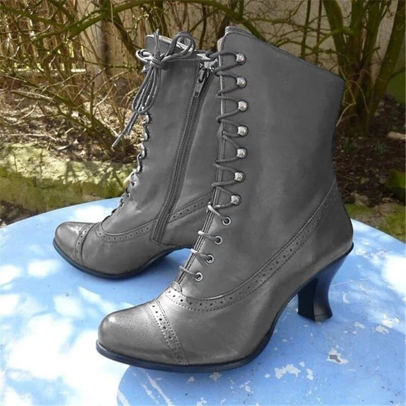 large size women's shoes British style boots thick heel short boots mid-tube motorcycle boots women's boots 43 - Deanwangkt