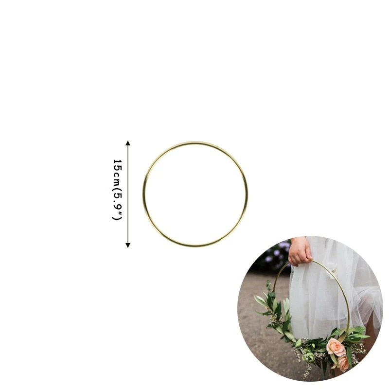 HULIANFU Wedding Decoration 10-40cm Rattan Wreath Metal Hoop Wreath Decor Floral Hoop Christmas Decor for Home Hanging Artificial Flower - Deanwangkt