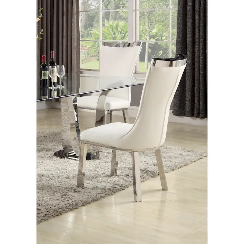 Somette Amelia Curved Back Dining Chair in White, Set of 2 - N/A