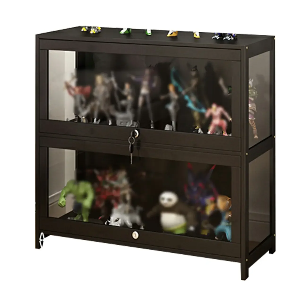 Living Room Modern Black Glass Figurine Display Cabinet