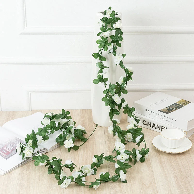 HULIANFU 2026  250CM Rose Artificial Flowers Christmas Garland For Wedding Home Room Decoration Spring Autumn Garden Arch DIY Fake Plant Vine - Deanwangkt