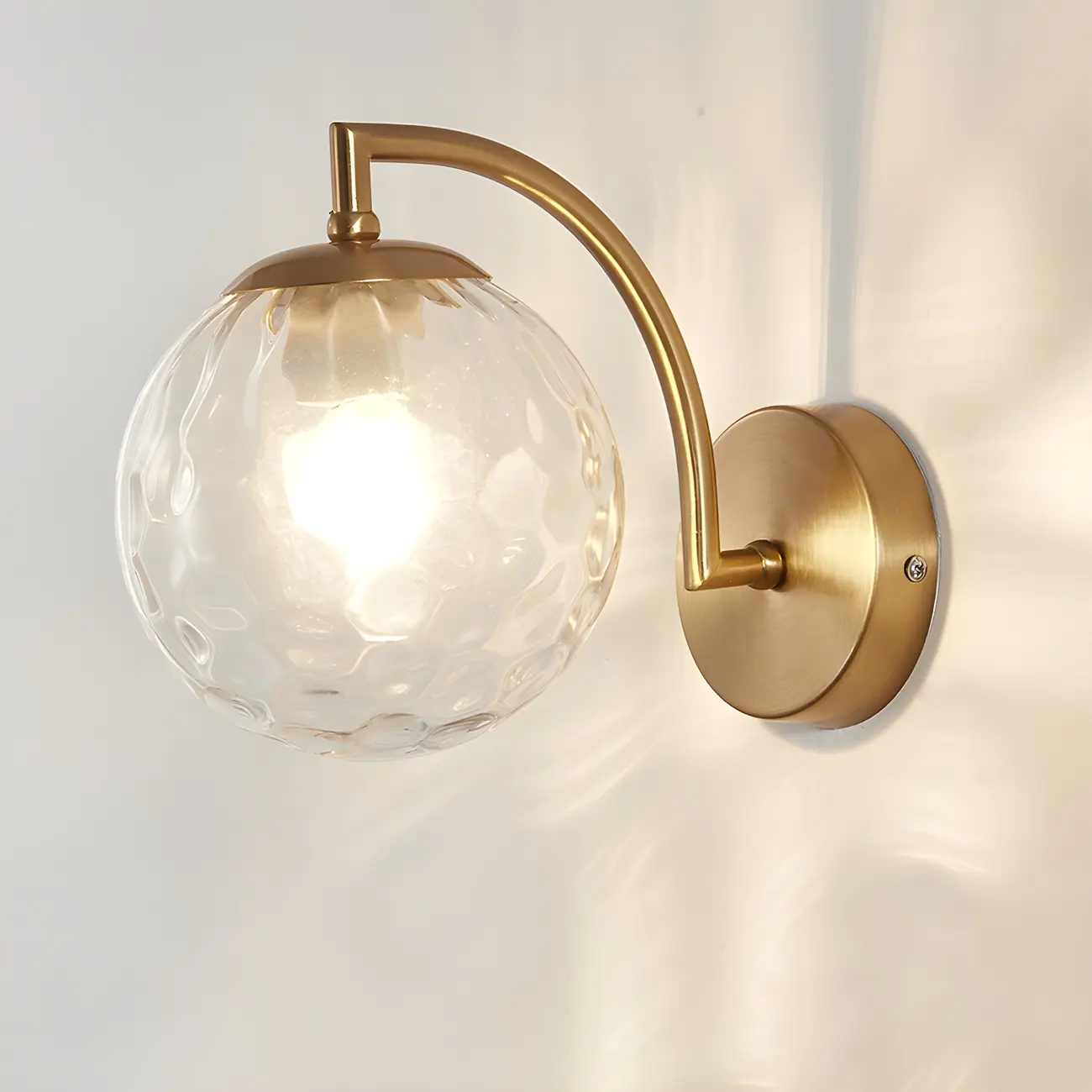 Mini Modern Globe Glass Metal Arc Vanity Wall Light