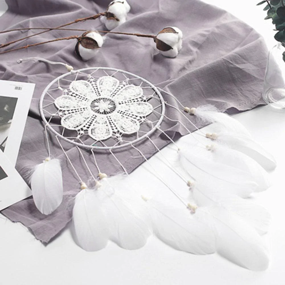 HULIANFU New Indian Style Dreamcatcher Moon Handmade Wind Chimes Wall Ornament Girls Room Decoration Feather Dream Catcher - Deanwangkt
