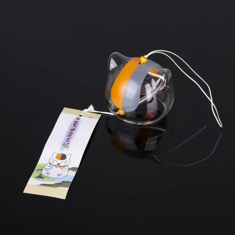 HULIANFU New Glass Cat Pattern Wind Chime Bell Japenese Home Garden Hanging Decor DIY Gift - Deanwangkt