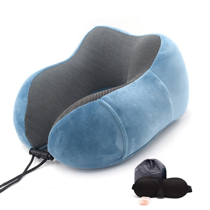 HULIANFU U Shaped Memory Foam Neck Pillows Soft Slow Rebound Space Travel Pillow Massage Neck Cervical Healthcare Bedding Drop Shipping - Deanwangkt