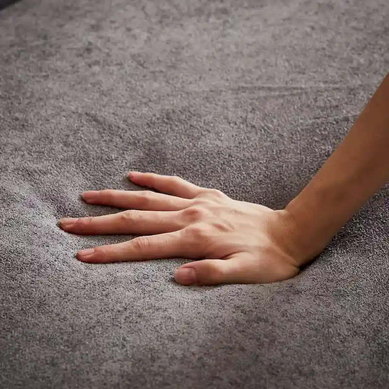 Grey 61.5 Chenille 3-Seater Tufted Sofa with Copper Nail Arms, 2 Pillows