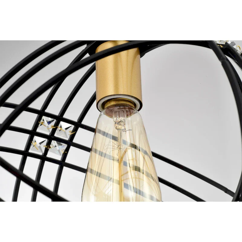 Jaipem 12 Inch Modern Matte Black Crystal Pendant Ceiling Light