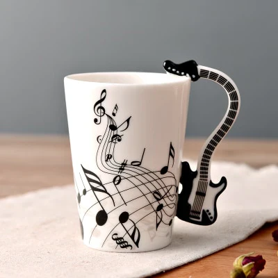 HULIANFU Novelty Music Note Cup Ceramic Guitar Coffee Mugs Personality Tea/Milk/Juice/Lemon Water Bottle Christmas Birthday Gift - Deanwangkt