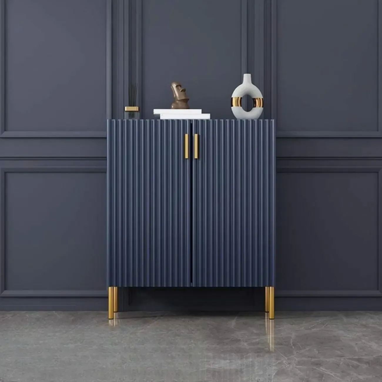 Glam Wooden Sideboard with Shelves and Cabinets