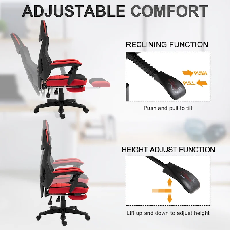 Vinsetto Home Office Chair Adjustable Height Recliner with Retractable Footrest, Mesh Back