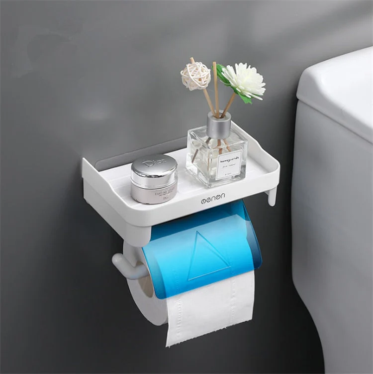 HULIANFU Wall Mount Roll Paper Storage Rack Multi-function Toilet Paper Holder Rack Bathroom Rack Shelves 3 Colors - Deanwangkt