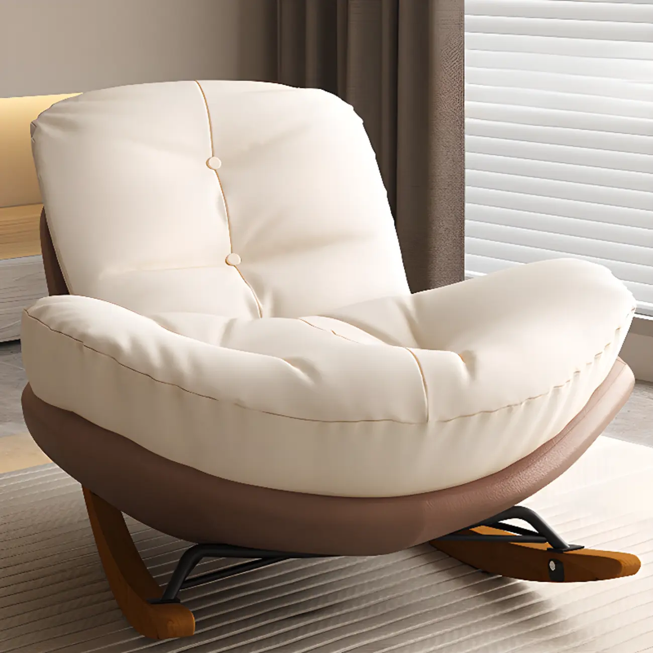 Scandinavian Upholstered Rocking Chair with Optional Ottoman
