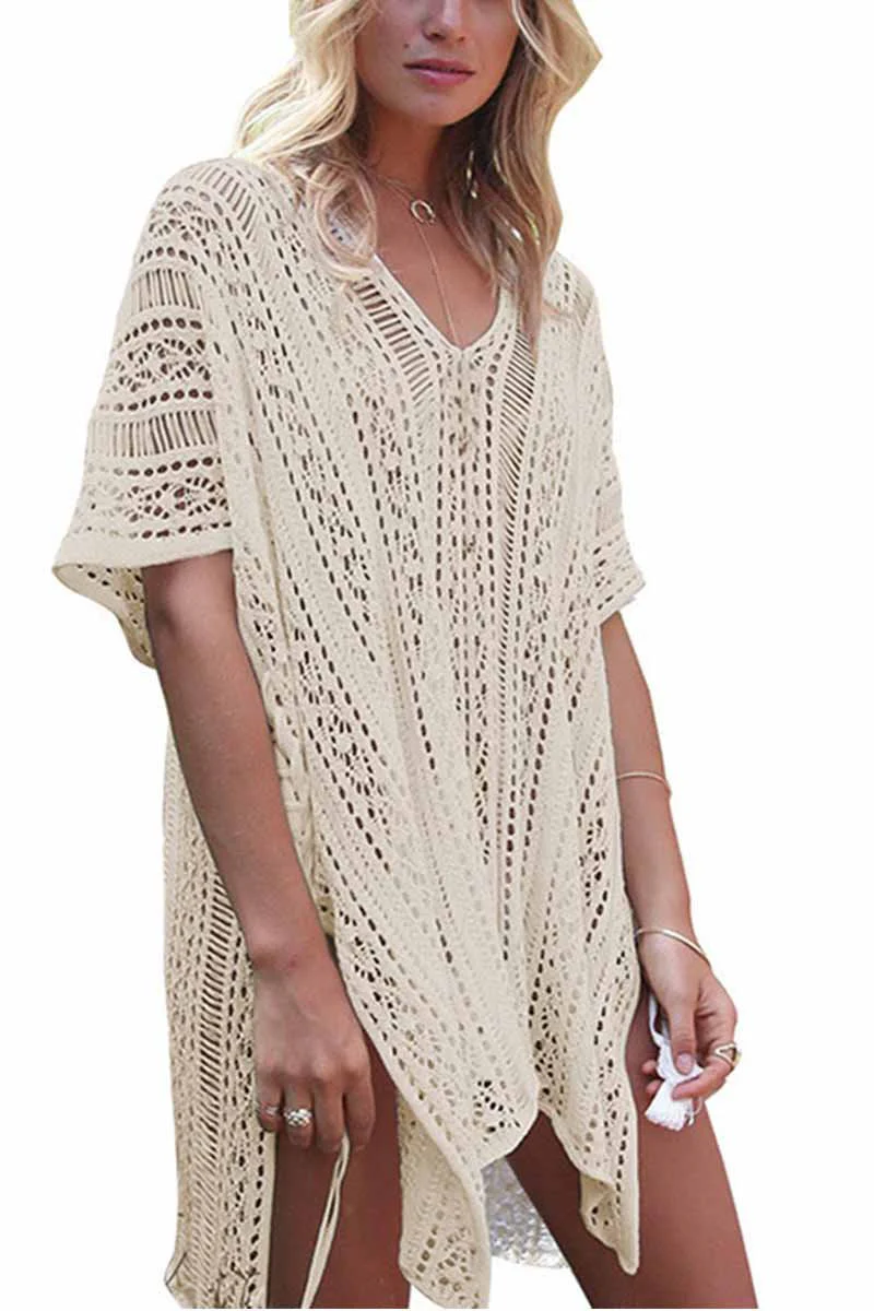 hulianfu Hollow Knitted Sunscreen Swimwear Cover-up(4 colors) - Deanwangkt