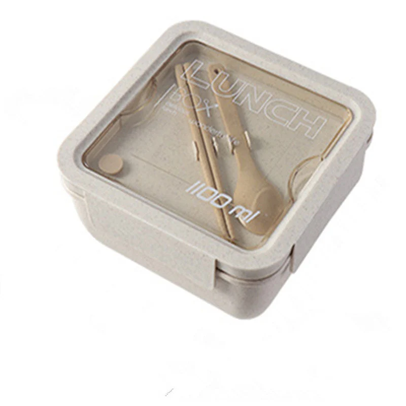HULIANFU Wheat straw lunch box for kids plastic food storage container snacks box japanese style bento box with tableware soup cup - Deanwangkt