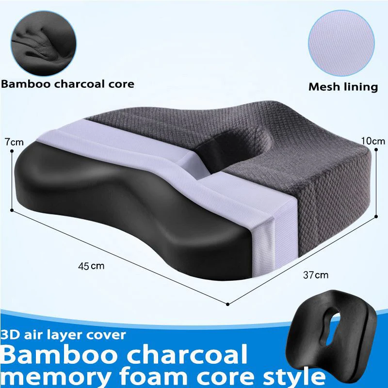 HULIANFU Memory Foam Seat Cushion Orthopedic Pillow Coccyx Office Chair Cushion Car Seat Pillow Wheelchair Massage Vertebrae Seat Pad - Deanwangkt