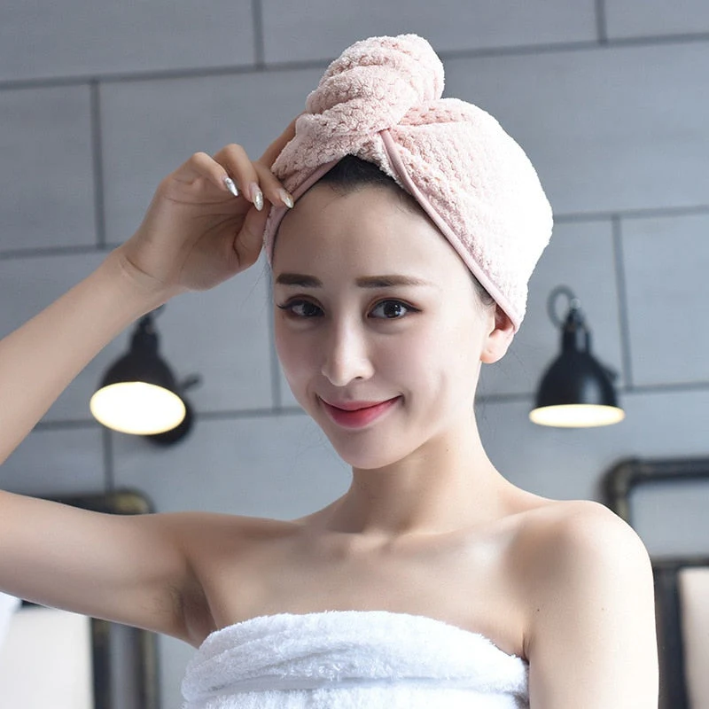 HULIANFU Quick Drying Microfiber Shower Cap Magic Hair Fast Drying Dryer Towel Bath Hat Dry Hair Cap Quick Drying Soft Turban Dry bonnet - Deanwangkt