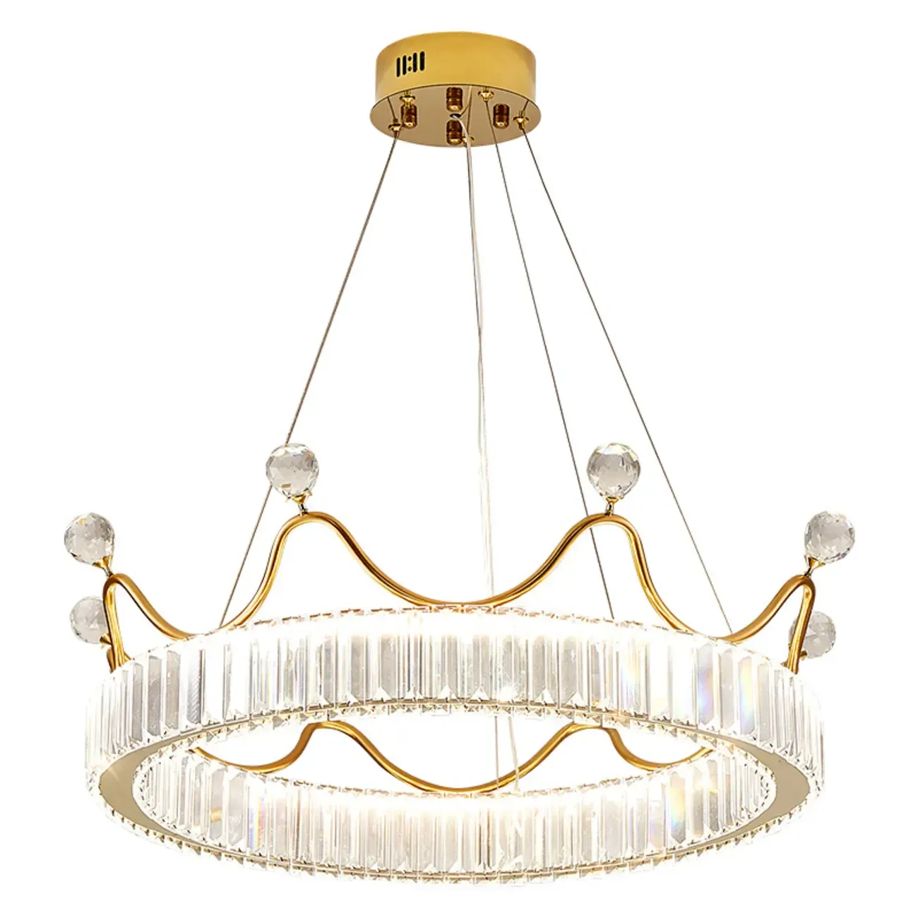 Elegant LED Golden Crown Shape Crystal Chandelier
