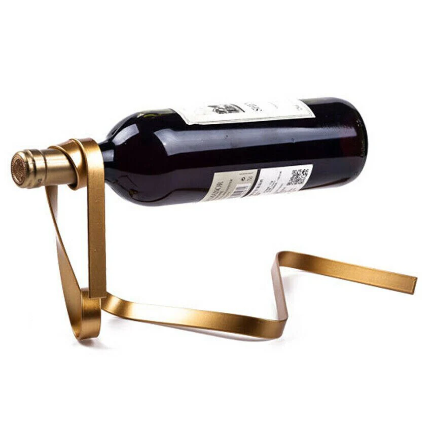 HULIANFU Magic Floating Colored Ribbon Wine Bottle Holder Rack Stand Bracket Art Decor Stand Holder Kitchen Dining Room Cellar Bar Decor - Deanwangkt