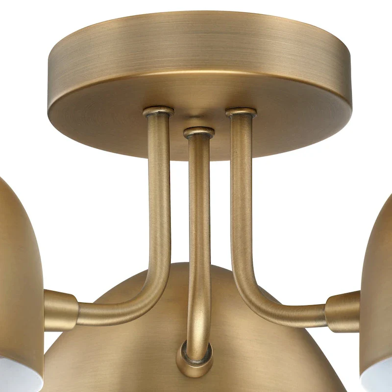 Nathan James Argo Semi Flush Ceiling Mount 3-Light Fixture with Retro Rounded Shade