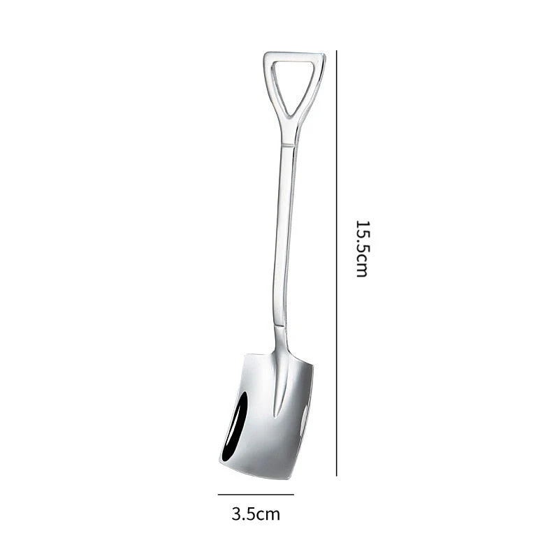 HULIANFU Shovel Spoon Stainless Steel Teaspoon For Coffee Spoon Fruit Ice Cream Dessert Scoop Kitchen Accessories Wedding Christmas Gift - Deanwangkt