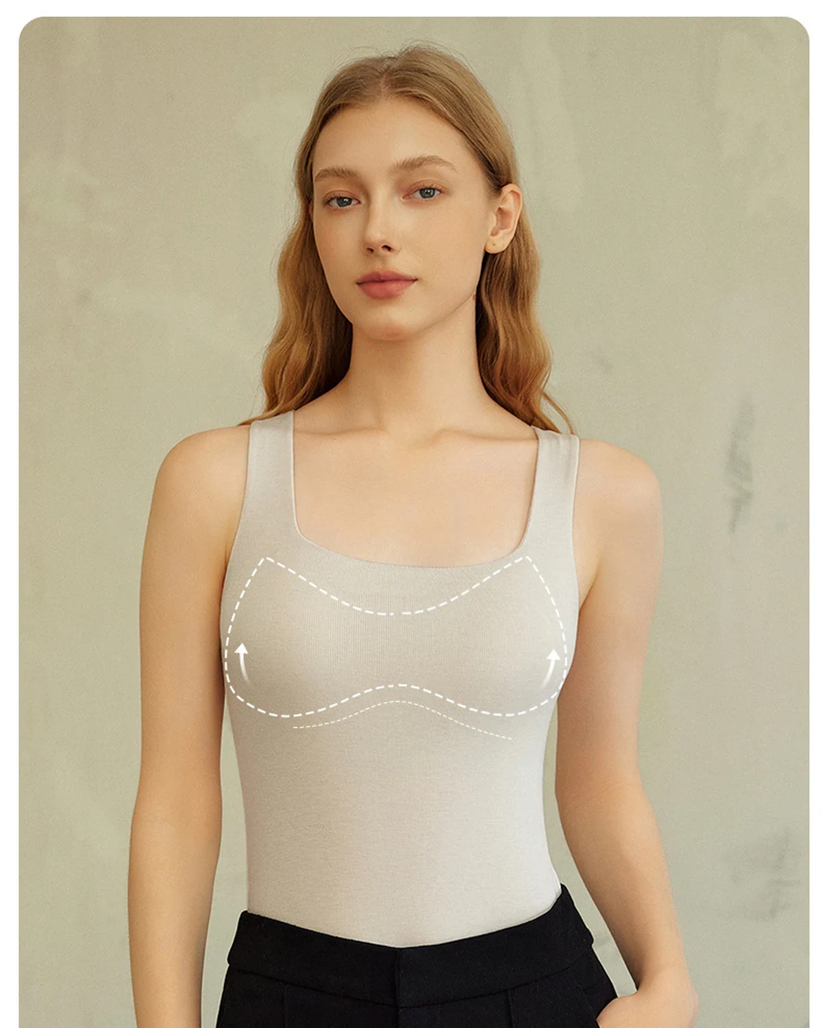 Autumn and Winter Warm Modal Wool Blend Camisole with Bra Pads for Women, Soft Close-Fit Base Layer, suitable for layering or wearing on its own