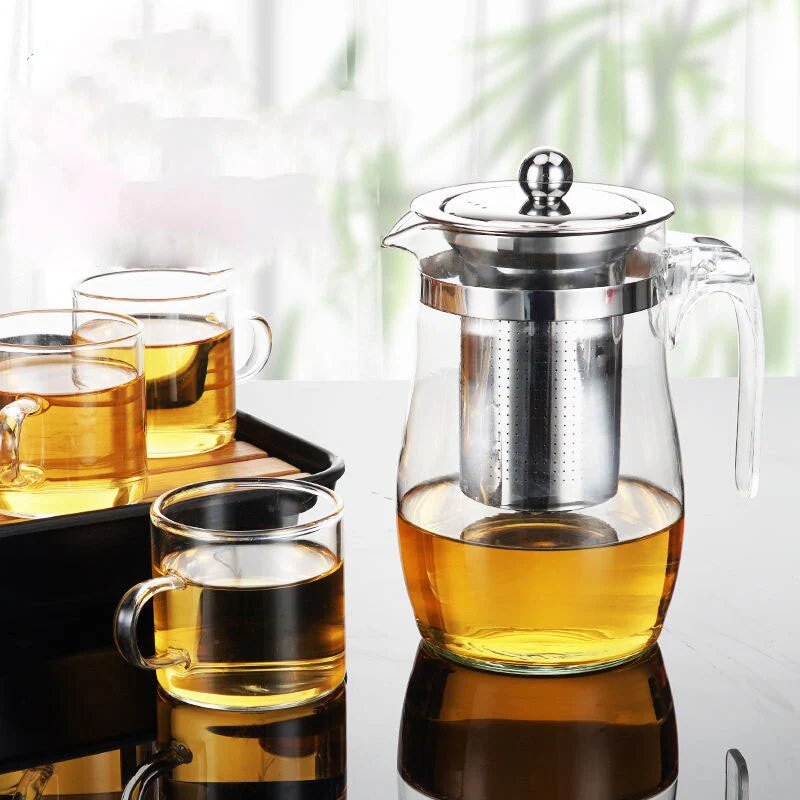 HULIANFU Teapot Glass Explosion-proof High Temperature Flower Teapot Teacup Teapot Filter Single Pot Tea Set Home Tea Cup Glass Juice Cup - Deanwangkt