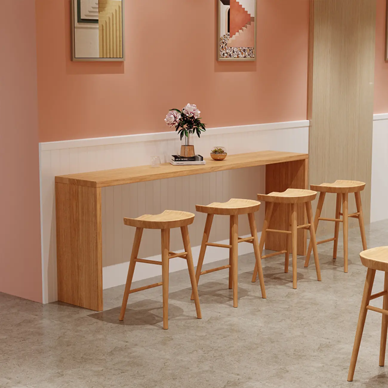 Minimalist Solid Wood Bar Height Table in 72 inch for 8 People