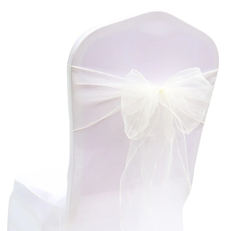 HULIANFU Wedding Decoration Organza Chair Sashes Bow For Party Christmas Halloween hotel Chair Decoration Supplies(Pack of 50pcs  pink) - Deanwangkt