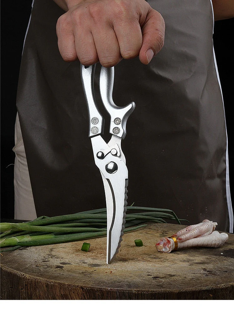 HULIANFU Kitchen Scissors Chicken Bone Scissors Chicken Duck Fish Cutter Shears Stainless Steel Scissors Scale Clean Cook Scissors Knife - Deanwangkt