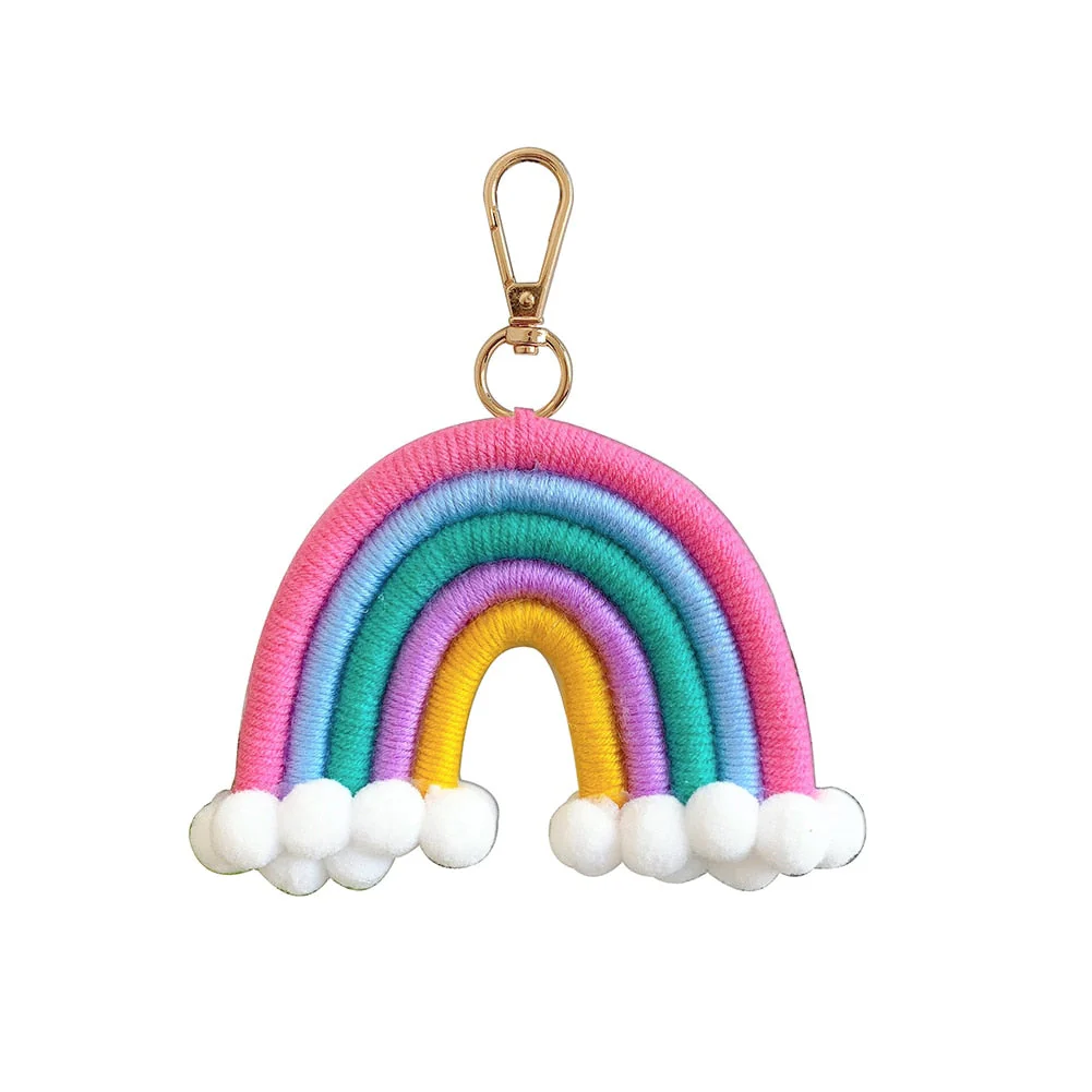 HULIANFU Macrame Rainbow Wall Hanging Decoration Boho Home Decor Party Supplies Baby Shower Dorm Kid Room Bead Tassels Ornaments - Deanwangkt