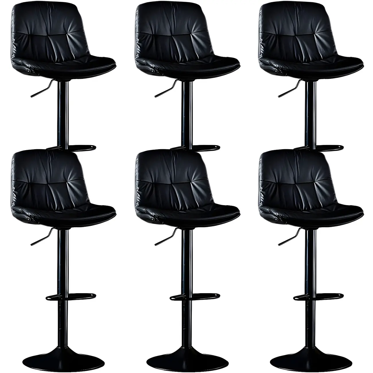 Adjustable Leather Low Back Swivel Bar Stool