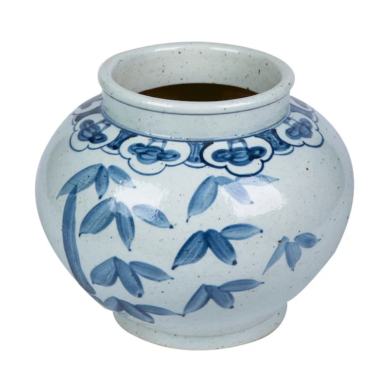 Blue And White Small Jar With Red Bird