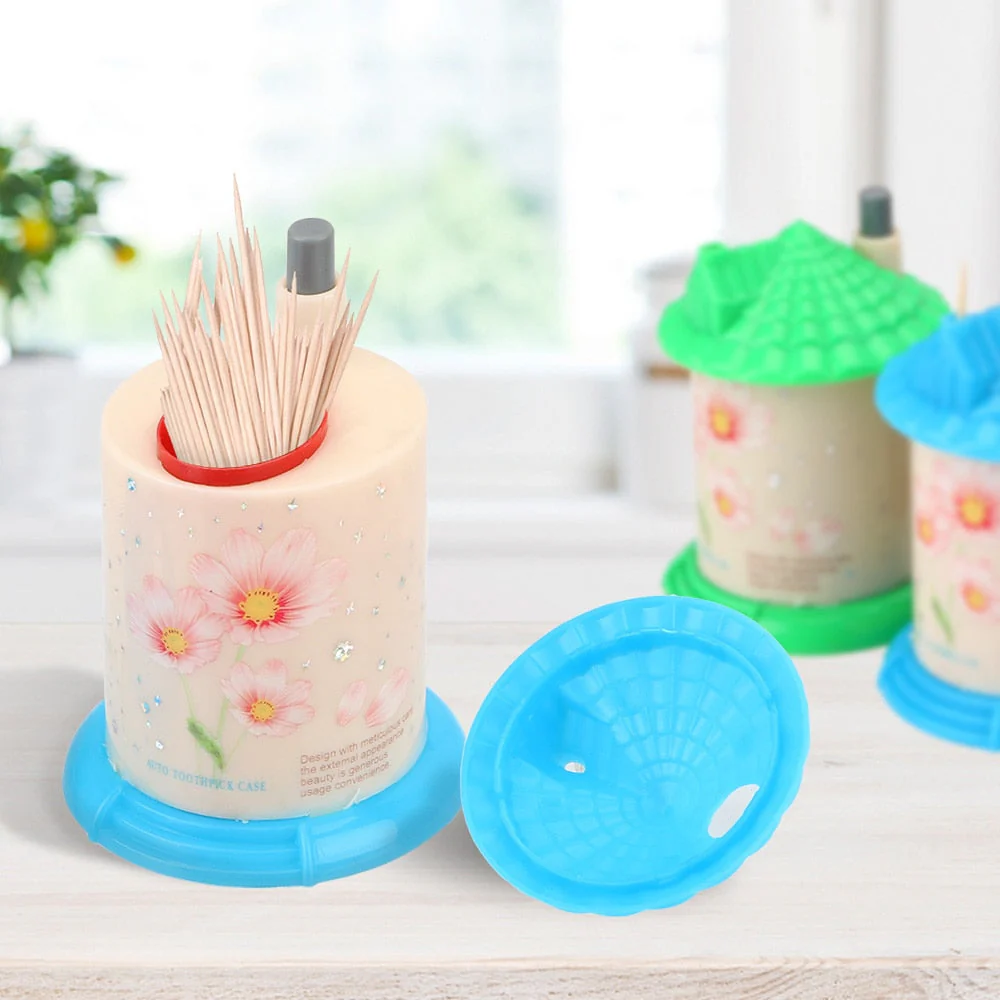 HULIANFU Portable Automatic Toothpick Holder Creative Toothpick Box Fashion House Shaped Lovely Home Organizer Random Color - Deanwangkt