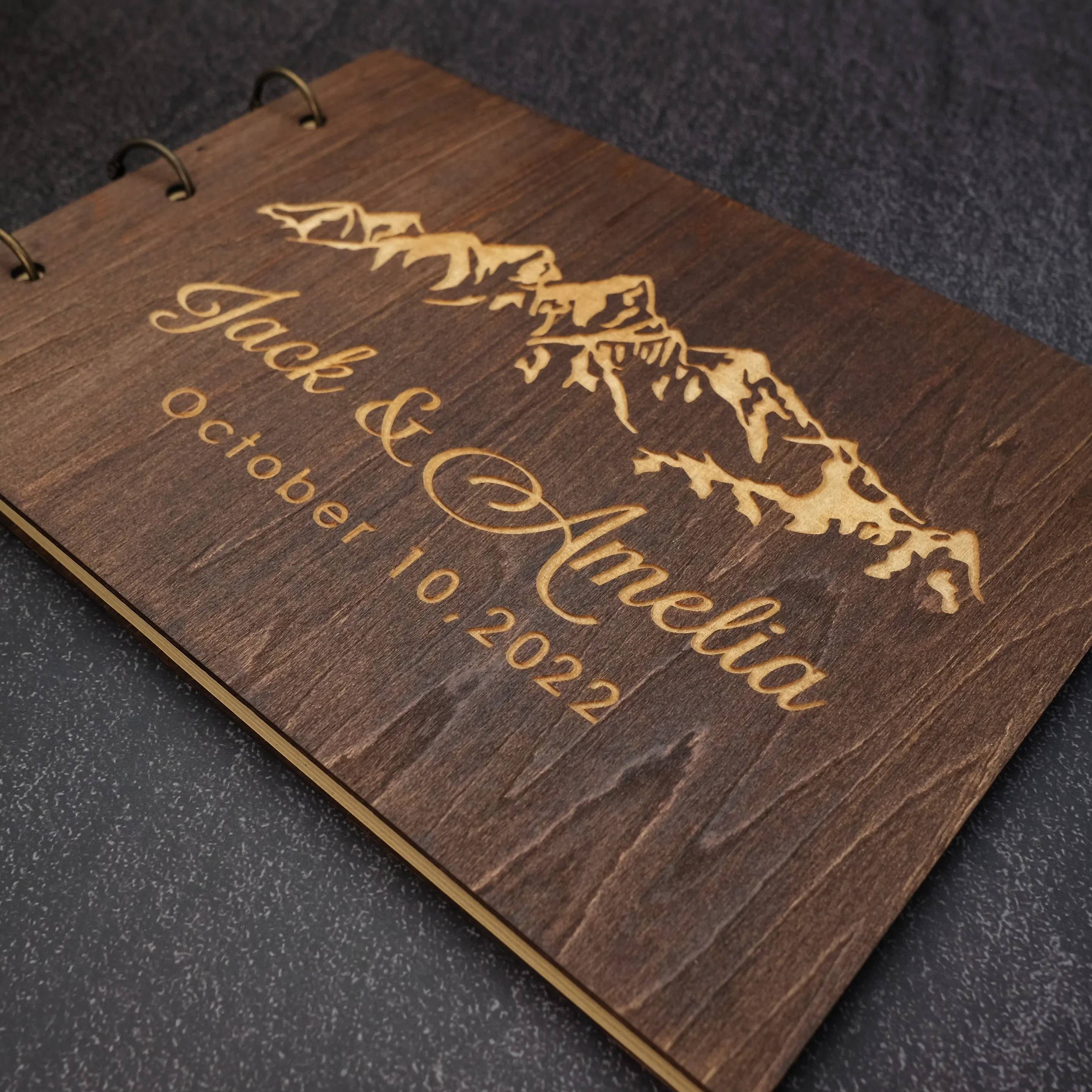 HULIANFU Personalized Guest Book A4/A5 Wedding Guest Book Wedding Guestboook Wishes Book Wooden Wedding Album Baptism Mariage Decoration - Deanwangkt