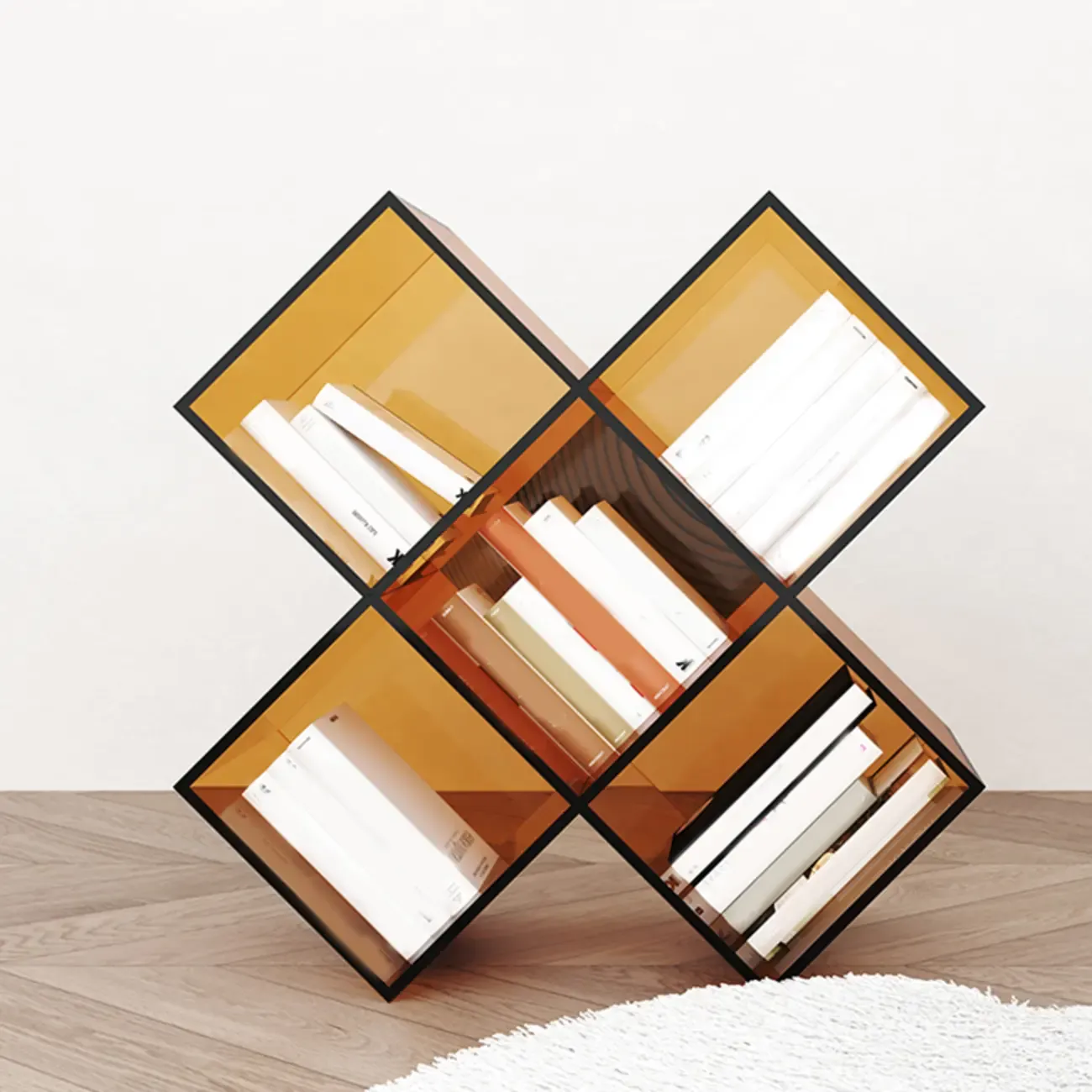 Acrylic Geometric End Table Bookshelf Display