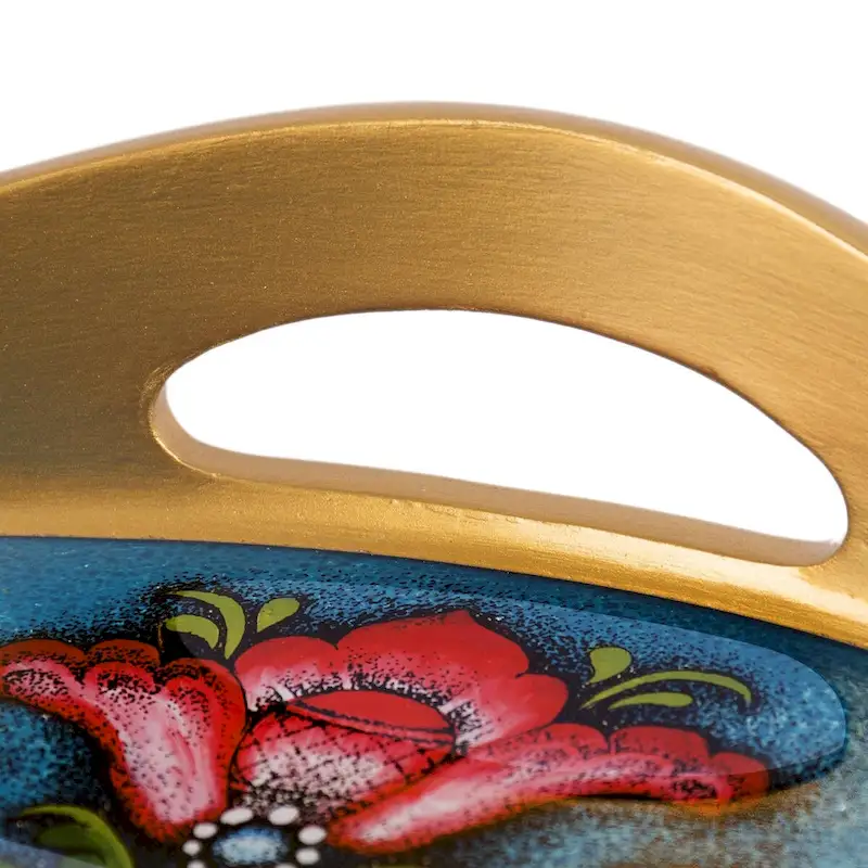 Novica Handmade Tulip Beauty In Blue Reverse-Painted Glass Tray