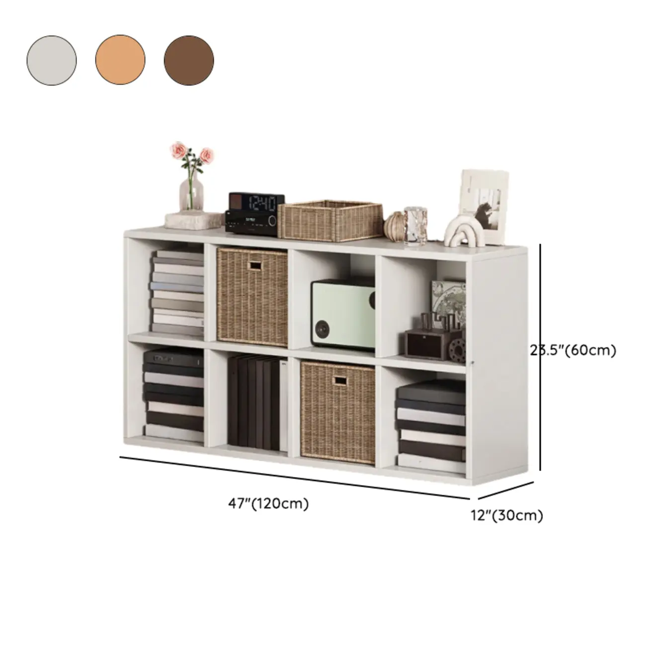 Simple Walnut 8-Cube Wood Bookcase