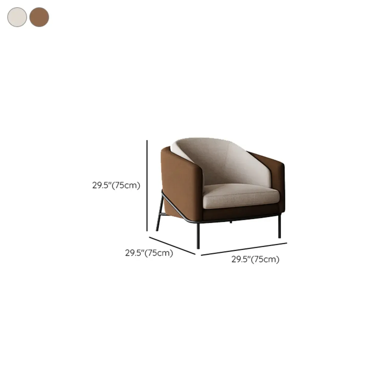 Modern Khaki Fabric Upholstered Barrel Chair