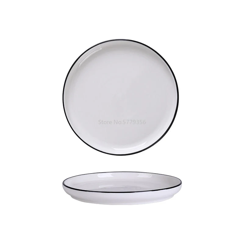 HULIANFU White Dinner Plate Set Ceramic Kitchen Plate Tableware Set Food Dishes Rice Salad Noodles Bowl Soup Kitchen Cook Tool 1pc - Deanwangkt